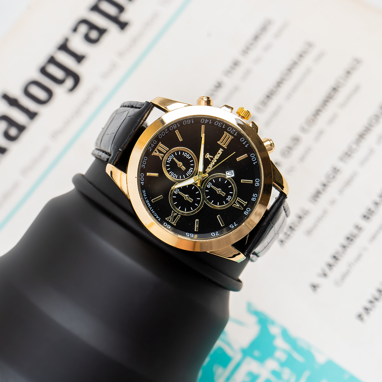 ساعت مچی مشکی طلایی Romanson مردانه مدل B62