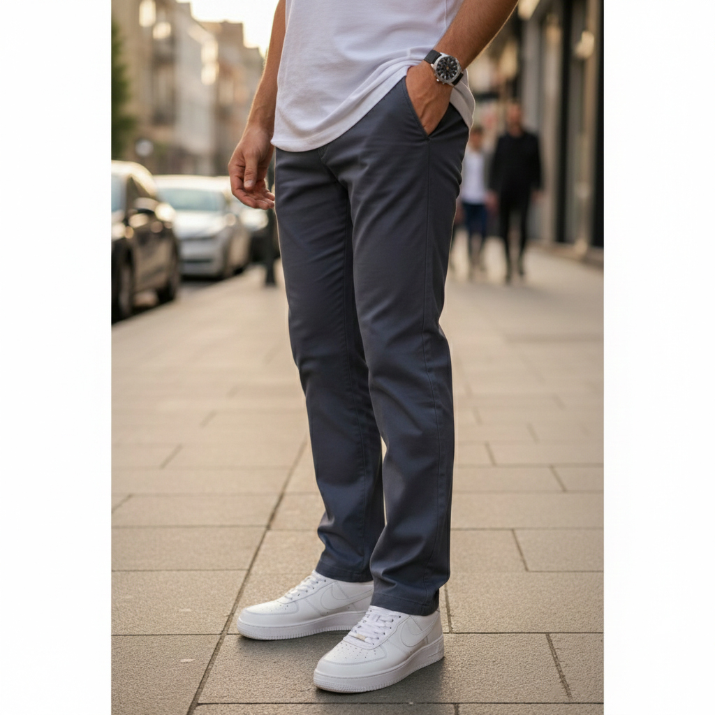 شلوار مردانه بنگال کش دم پا ساده مدل Behnam-طوسی تیره