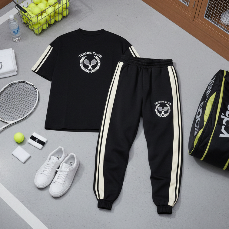 ست تیشرت و شلوار مردانه بنگال کش مدل Atrin-مشکی