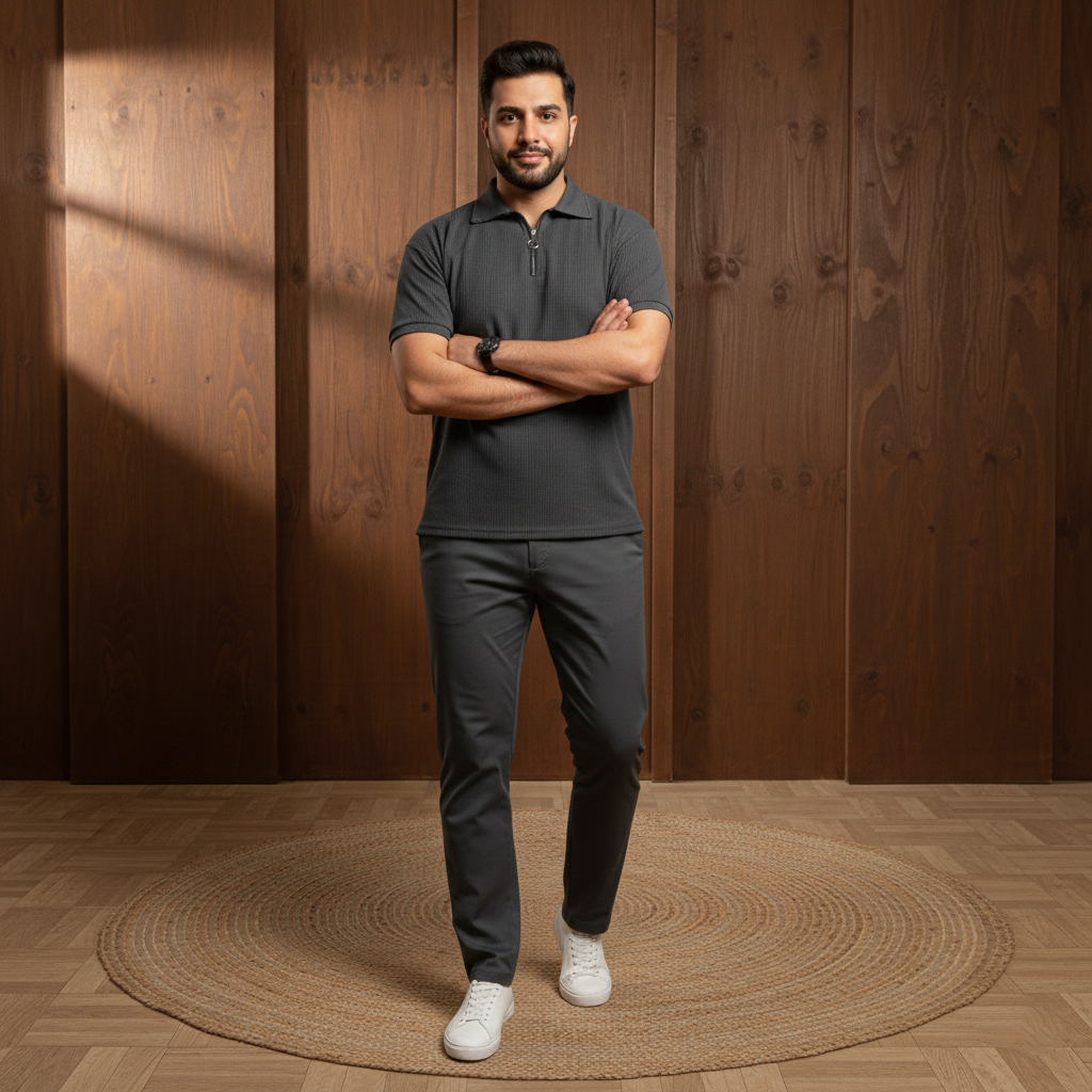 پکیج ست مردانه تیشرت نیم زیپ و شلوار مدل Toka