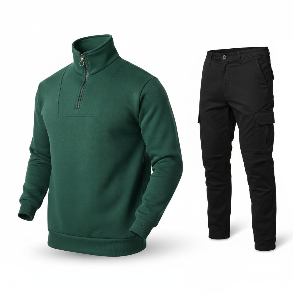 پکیج مردانه دورس نیم زیپ و شلوار بنگال مدل Nakisa